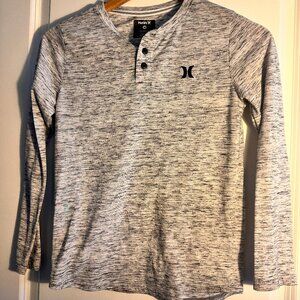 Hurley Size Medium Gray Long Sleeve Waffle Knit Henley Shirt